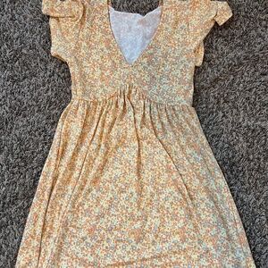 Aeropostale women's spring floral yellow flowy v-neck swing dress size small